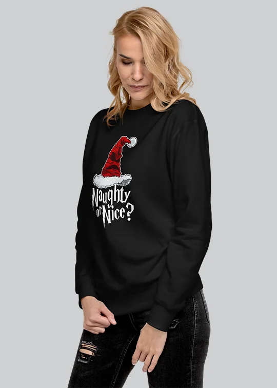 Naughty or Nice Sorting Hat Womens Crewneck Sweatshirt Casual Graphic Hoodies