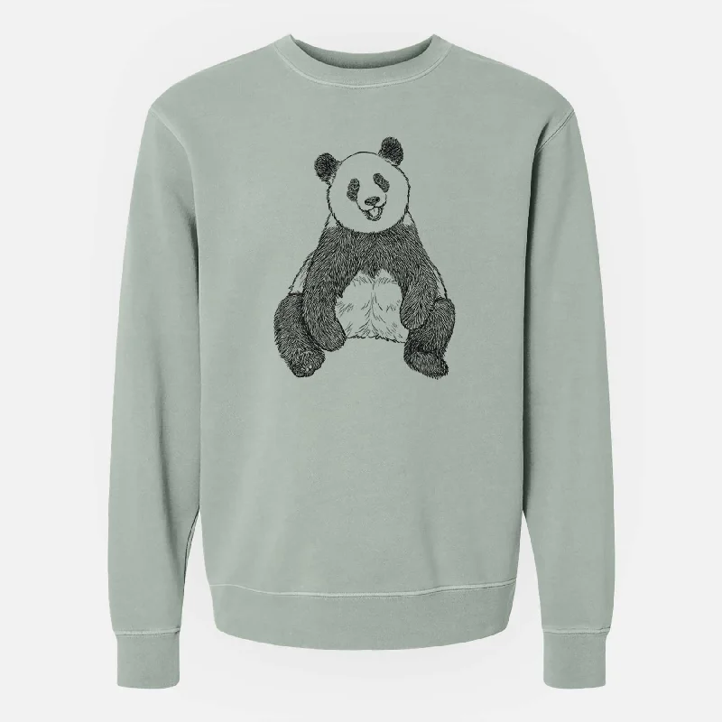 Ailuropoda melanoleuca - Giant Panda Sitting - Unisex Pigment Dyed Crew Sweatshirt Lightweight Zip Hoodie