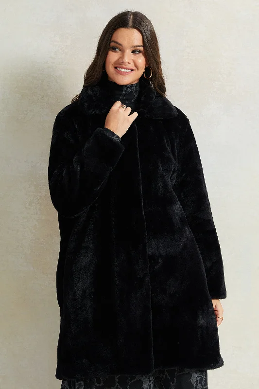 Women Black Long Fur Jacket Women's fashion jackets sale