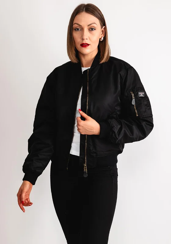 Guess Womens Padded Bomber Jacket, Black Women's packable jackets