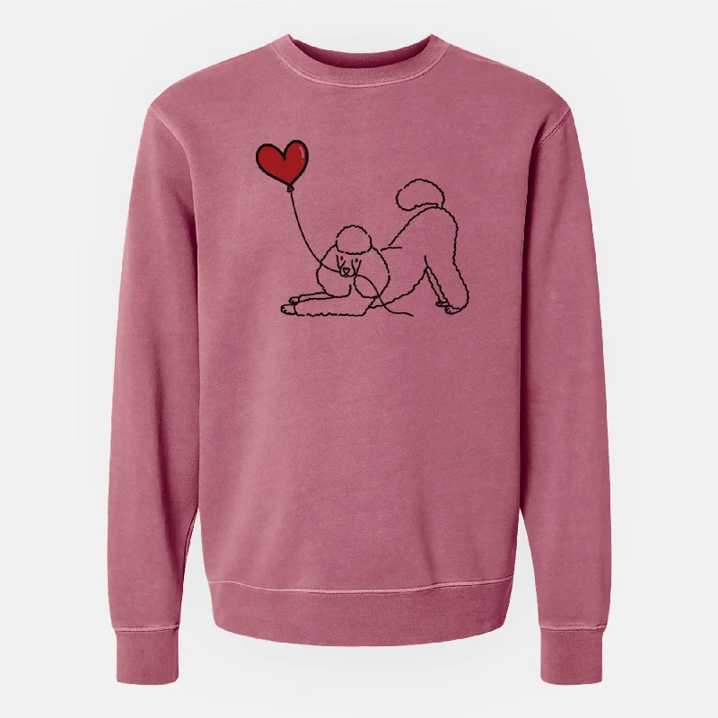 Mini Poodle Heart String - Unisex Pigment Dyed Crew Sweatshirt Comfortable Hoodie Sweatshirt