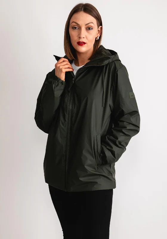 Rains Lohja Insulated Long Waterproof Jacket, Green Women's vintage jackets