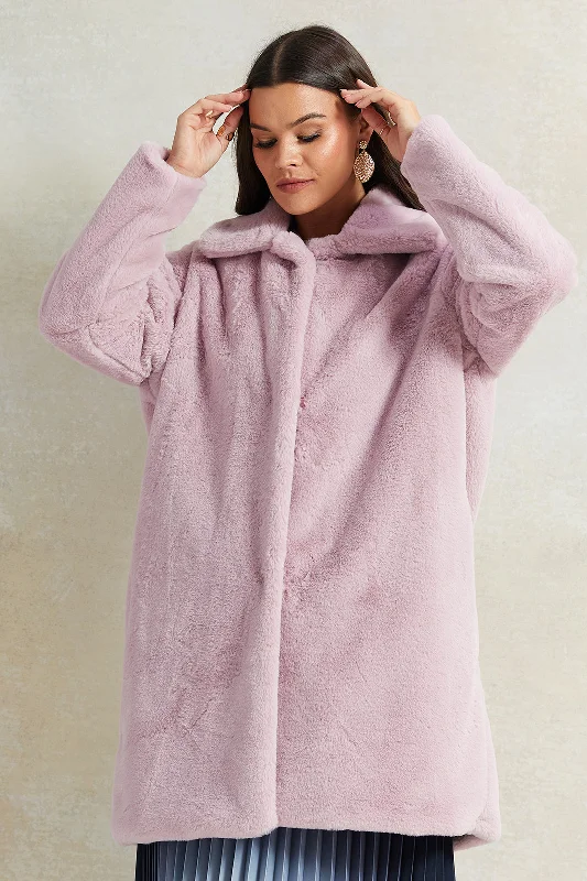 Women Lilac Long Fur Jacket Women's must-have jackets