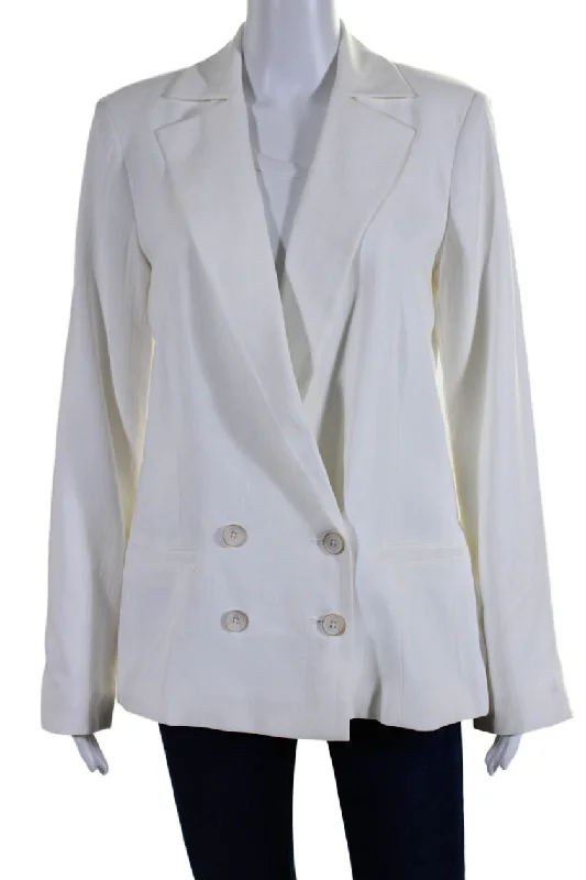 Paige Womens Notch Collar Double Breasted Button Up Blazer Jacket White Women's work jackets