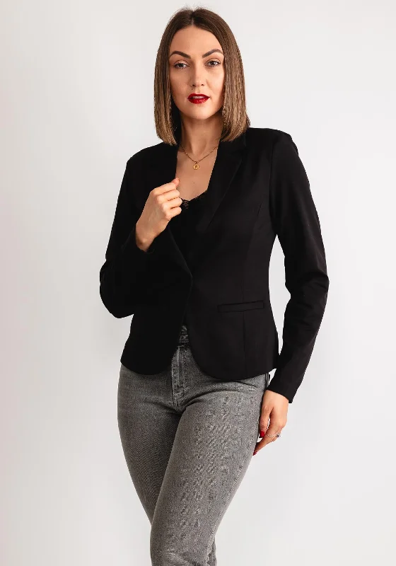 Kaffe Jenny Single Button Fitted Blazer, Black Women's edgy jackets