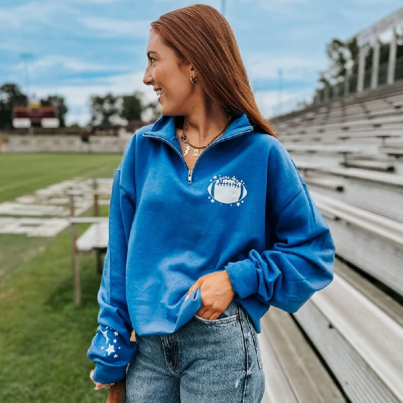 Game Day Quarter Zip Printed Sweatshirt Hoodie