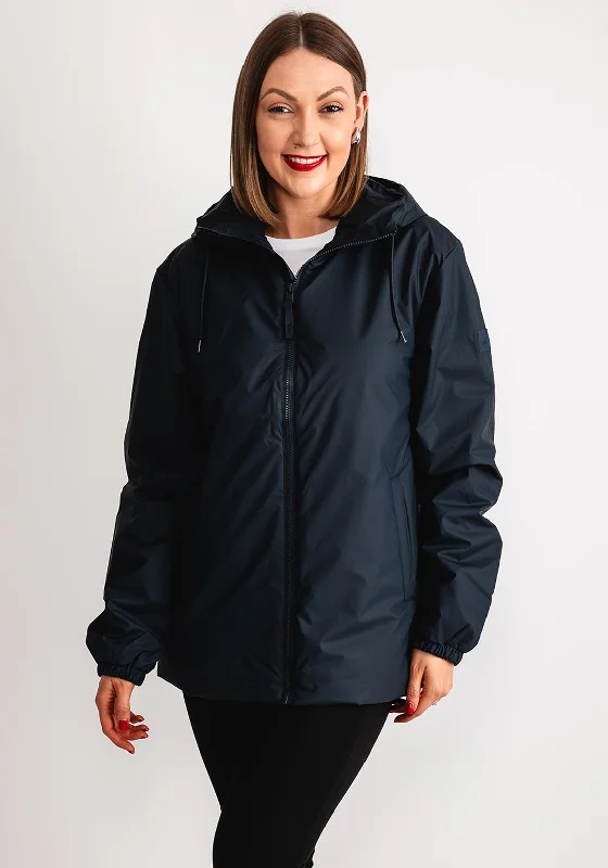 Rains Lohja Insulated Long Waterproof Jacket, Navy Women's fitted jackets