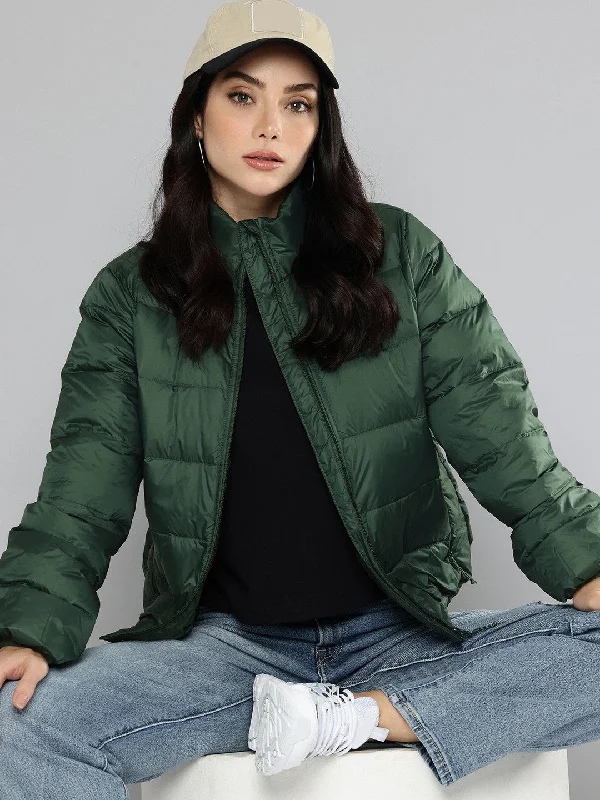 Women's Solid Green Jacket Women's stylish jackets