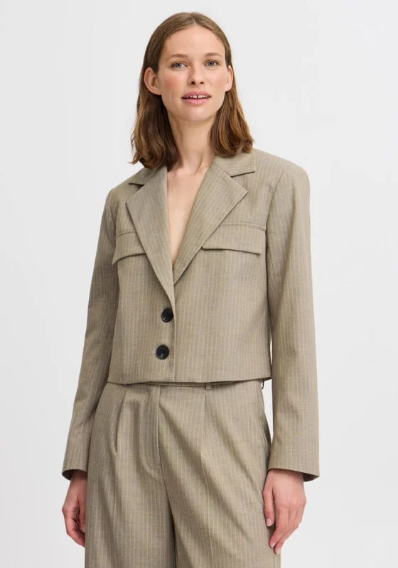 b.young Elottee Cropped Blazer, Taupe Women's party jackets