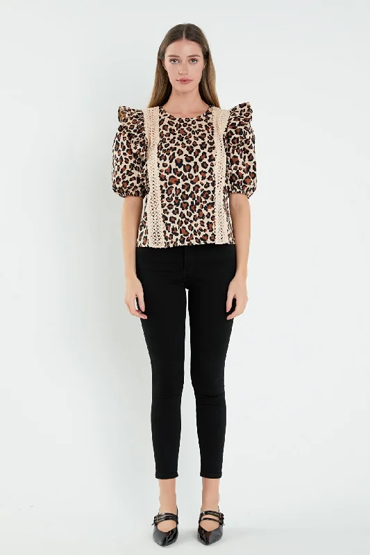 Leopard Lace Inserted Top