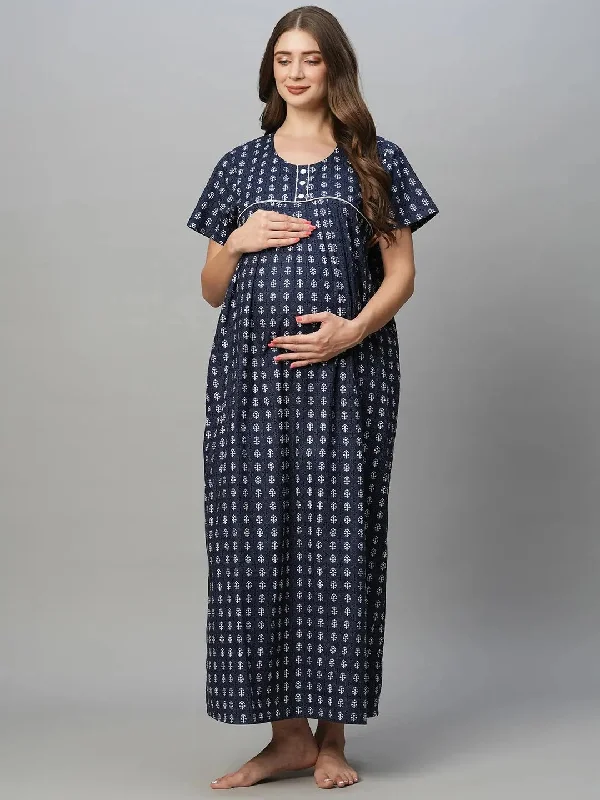 MomToBe Ethnic Motifs Printed Pure Cotton Maternity Nightdress Victoria’s Secret pajama sets