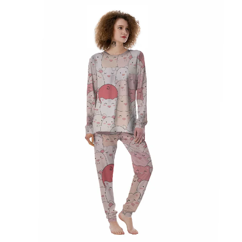 Pig Tail Pink Print Women's Pajamas Amazon pajama sets