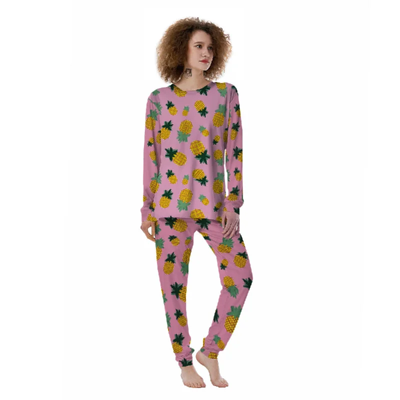 Pineapple Pixel Print Pattern Women's Pajamas Postpartum pajama sets