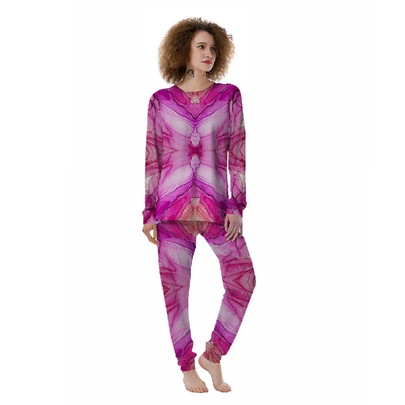 Pink Kaleidoscope Print Women's Pajamas Elegant pajama sets