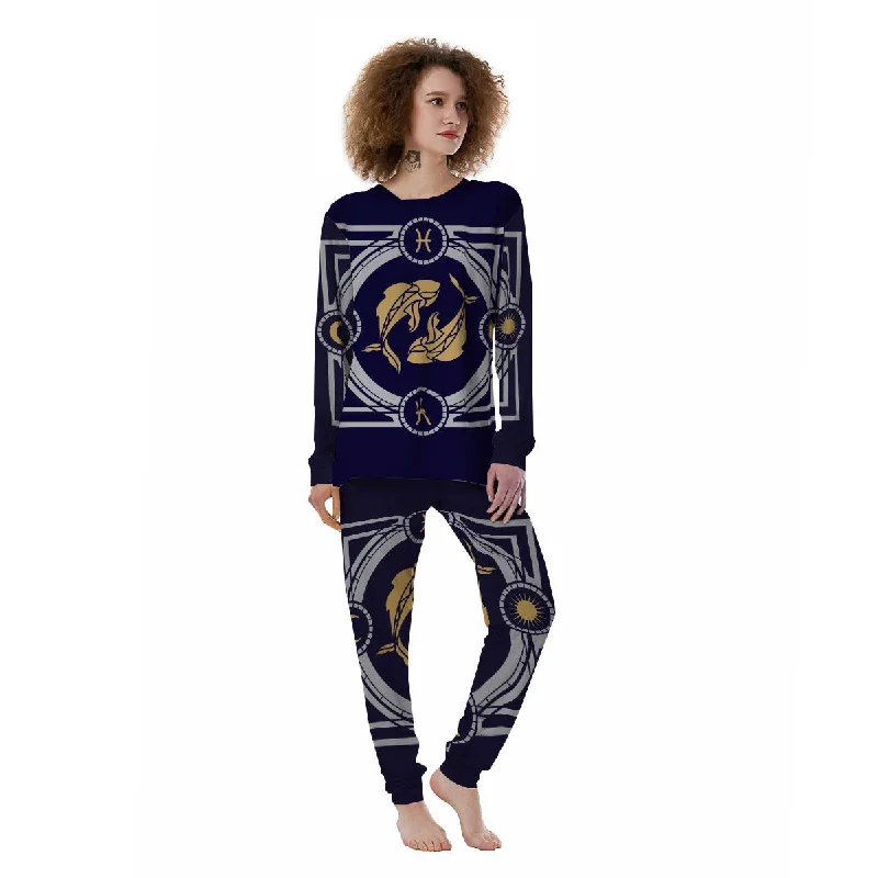 Pisces Sign Horoscope Print Women's Pajamas Bamboo pajama sets