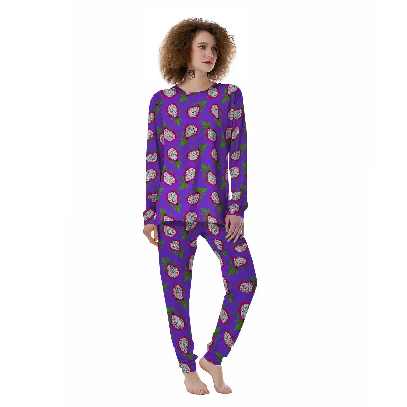 Pitaya Purple Print Pattern Women's Pajamas Petite pajama sets