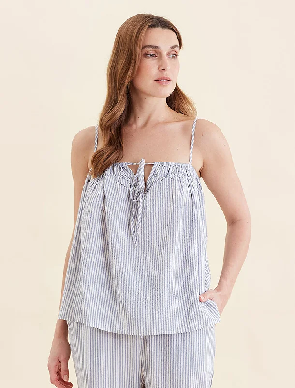 Sabine Seersucker Stripe Cami Luxury pajama sets