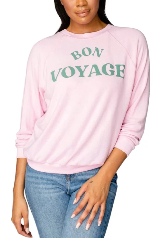 Courtney Bon Voyage Sweater In Pink Cropped sweaters