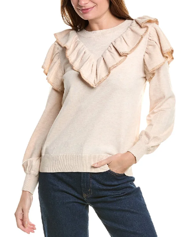 FATE Ruffle Wool-Blend Sweater Office sweaters