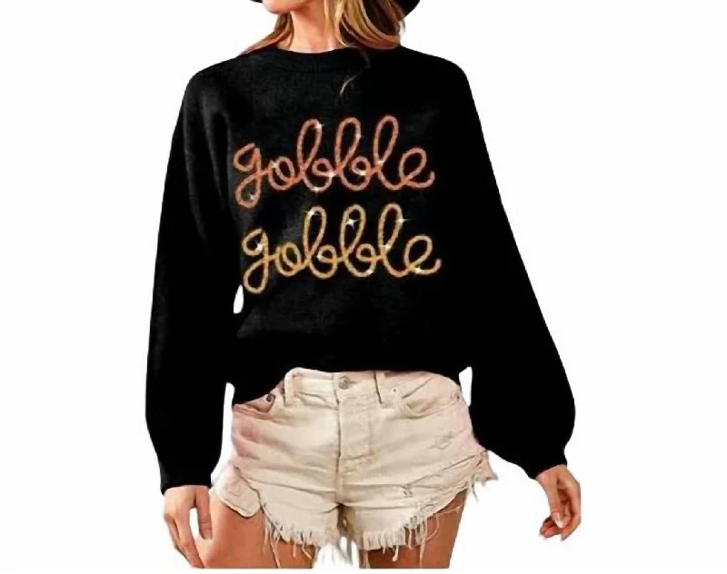 Gobble Tinsel Sweater Top In Black Discounted sweaters