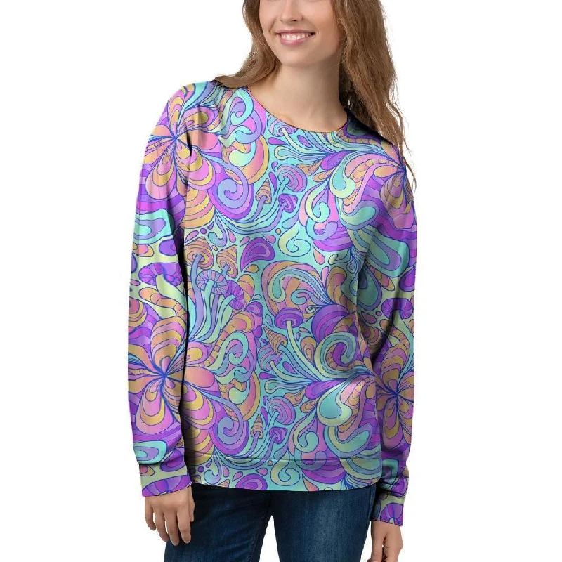 Holographic Floral Psychedelic Women's Sweatshirt Fall sweaters