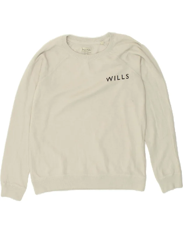 JACK WILLS Womens Sweatshirt Jumper UK 14 Large Grey Cotton Acrylic sweaters