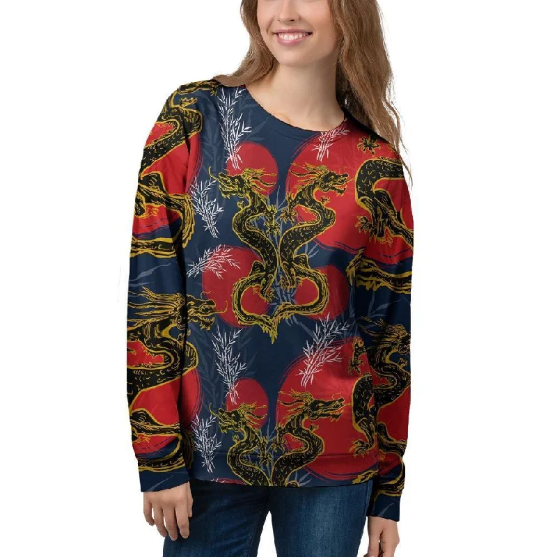 Janpanese Dragon Print Women's Sweatshirt Softest cashmere sweaters