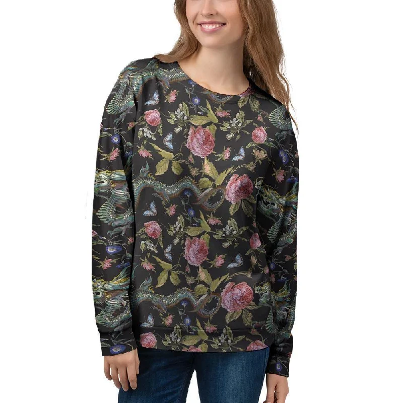 Janpanese Floral Dragon Print Women's Sweatshirt Women's fashion sweaters sale