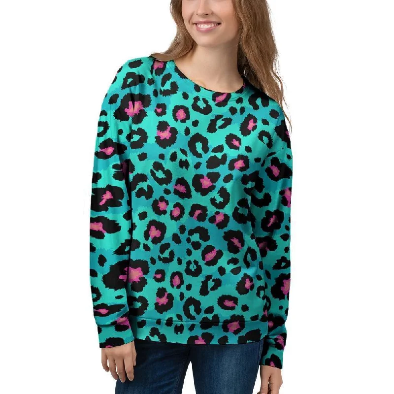 Leopard Teal Print Women's Sweatshirt Best value sweaters