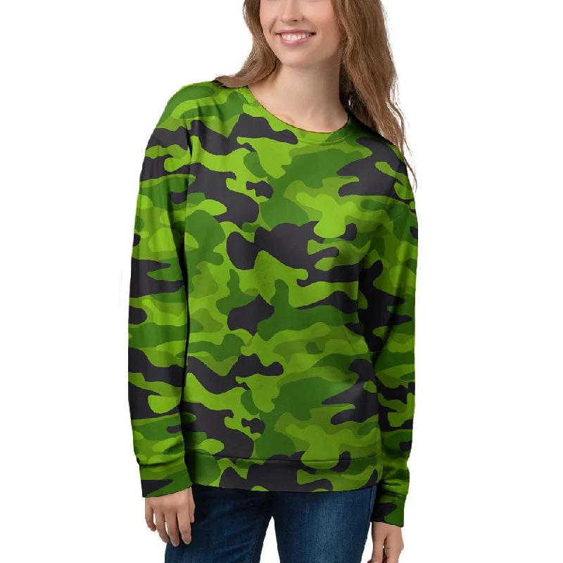 Lime Green Camo Print Women's Sweatshirt Party sweaters