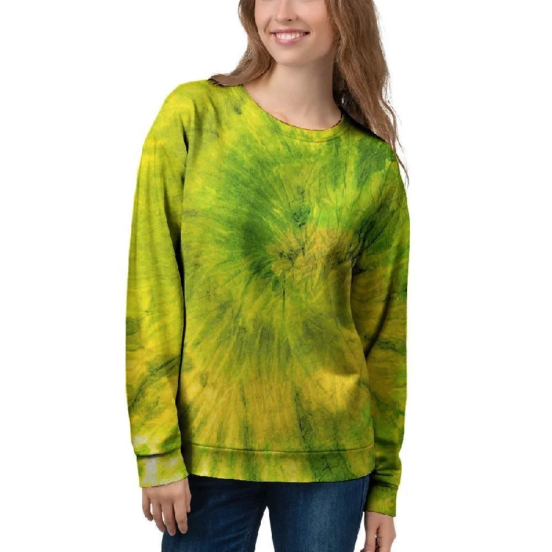 Lime Green Tie Dye Women's Sweatshirt Anti-pilling sweaters