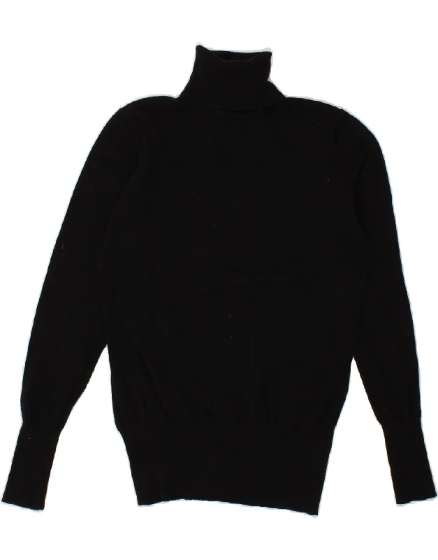 OASIS Womens Roll Neck Jumper Sweater UK 10 Small Black Cotton Water-resistant sweaters