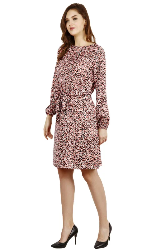 Multicolored Pebble Printed Dress Long sleeve mini dresses