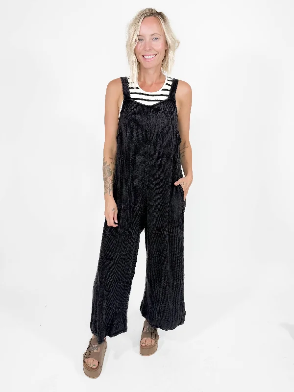 Traveller Waffle Jumpsuit- WASHED BLACK-FINAL SALE Vintage mini dresses