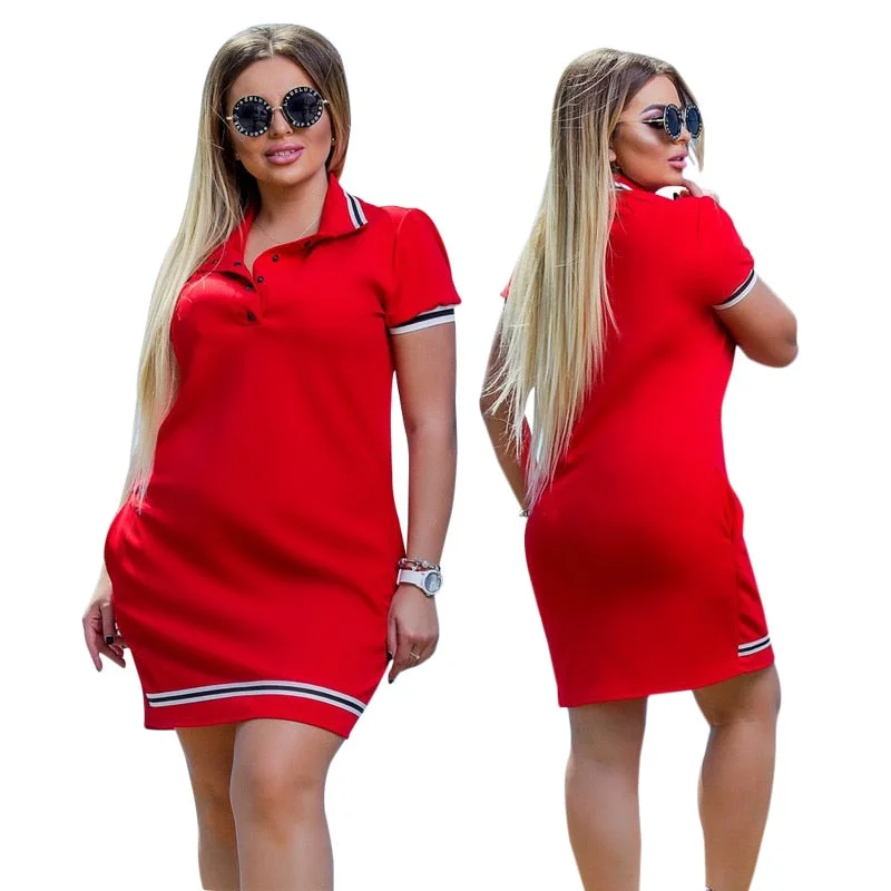 Turn Down Collar Plus Size Mini Dress High-end mini dresses