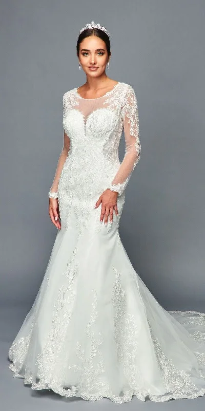 DeKlaire Bridal 470 Long Sleeve Mermaid Wedding Gown Lace Wedding Gown