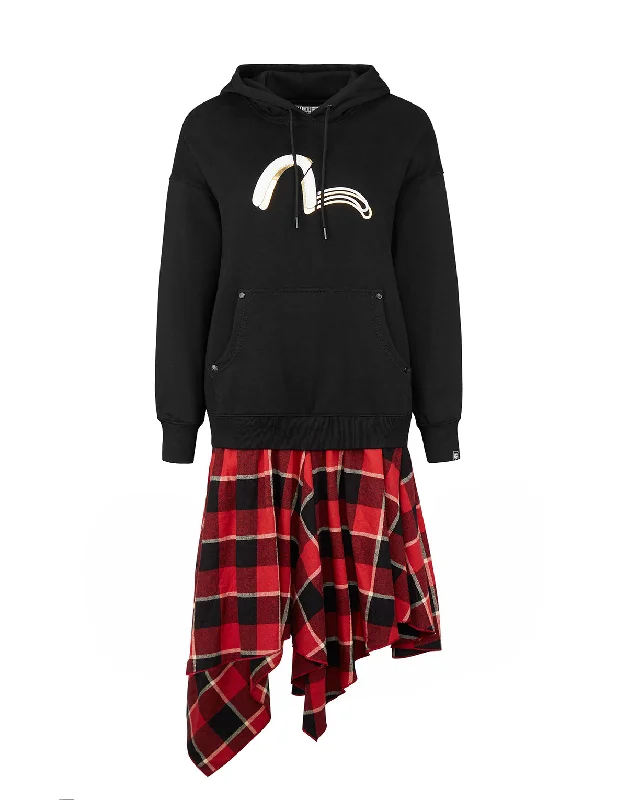 Hoodie and Check Plaid Skirt One-Piece Casual unclassified skirts