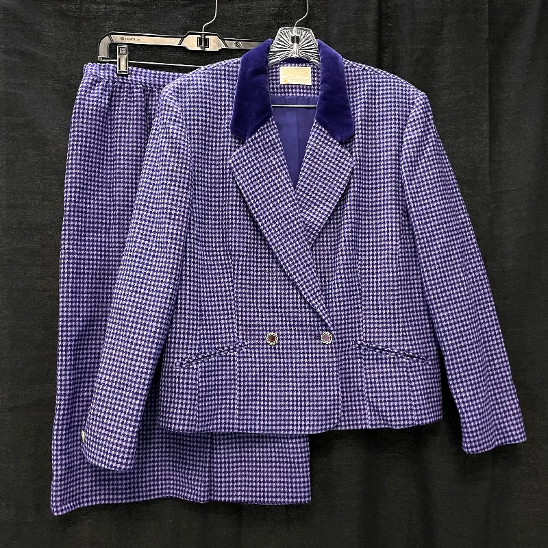 Wmns Vintage PENDLETON 100% Wool Purple Gingham 2pc Skirt Jacket Suit Set Sz 14 Chic unclassified skirts