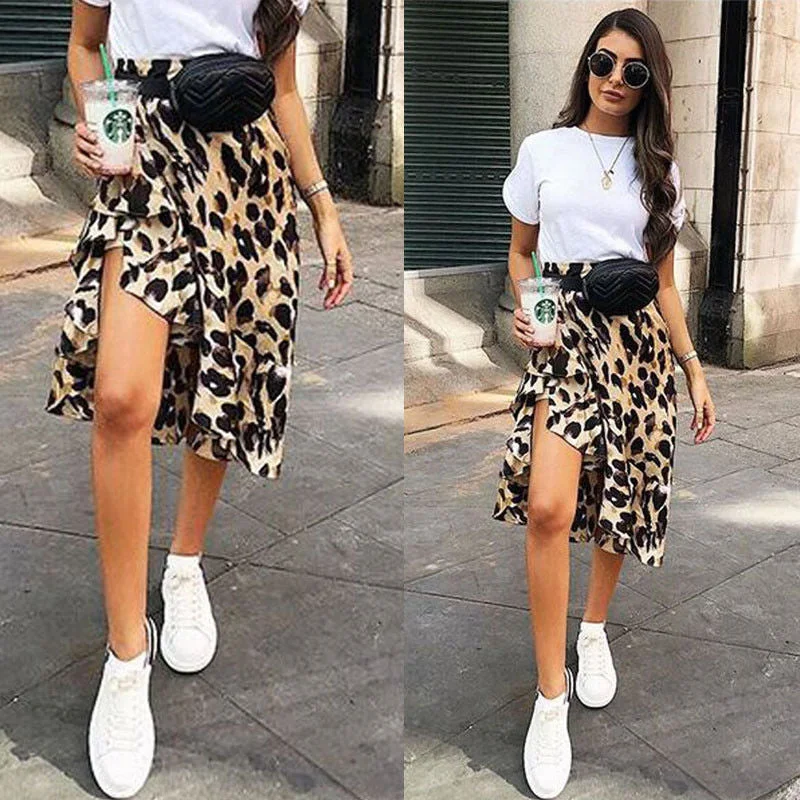 Hot Fashion Leopard Print High Waist Skirt Velvet unclassified skirts