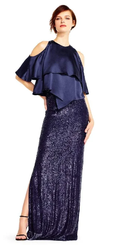 Aidan Mattox MD1E201424 Jewel Neck Popover Sequined Gown - 1 pc Twilight in Size 10 Available Must-have party dresses for this season