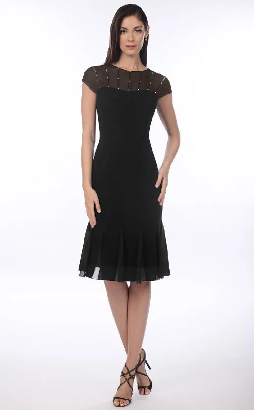 Alexander by Daymor Jewel-Affixed Sheer Cap Sleeves Cocktail Dress 903 - 1 pc Black In Size 6 Available Graduation party dresses