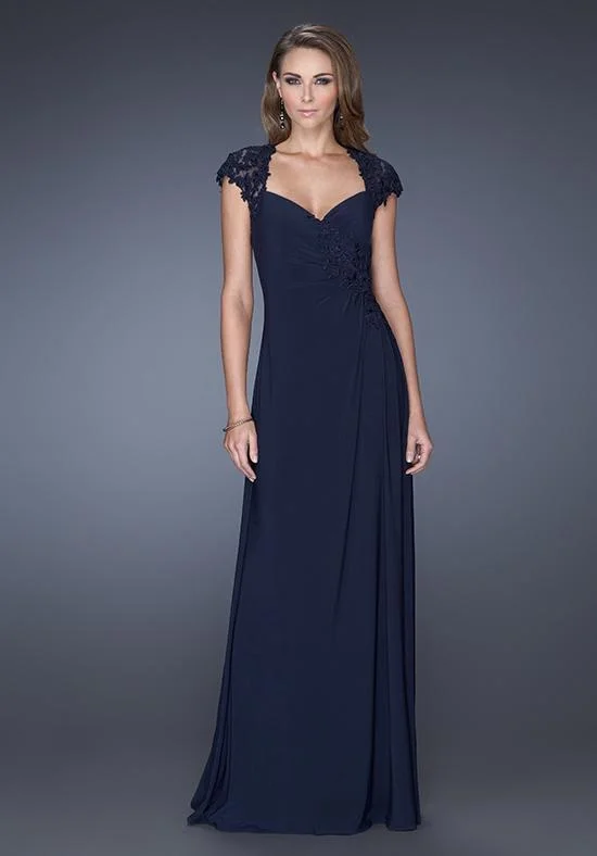 La Femme - Queen Anne Sheath Evening Gown 20487SC - 1 pc Navy In Size 2 Available Cotton party dresses