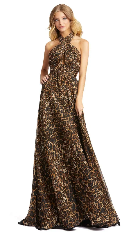 Mac Duggal 67360 - Bow Detail Animal Printed Halter Gown Spring party dresses