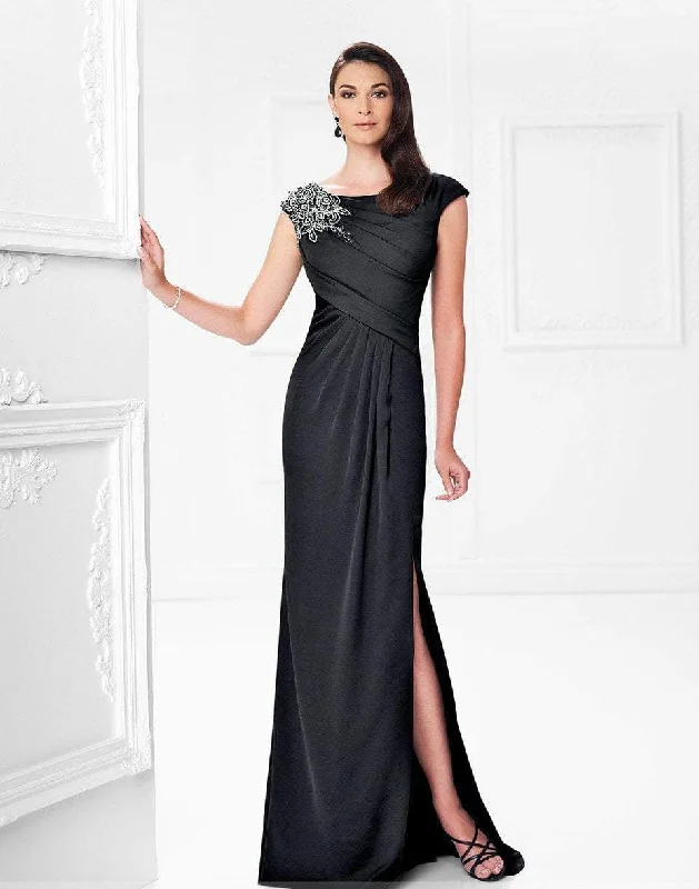 Mon Cheri Beaded Draped Sheath Gown Classic party dresses