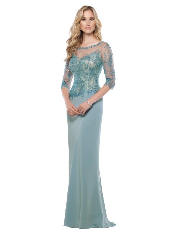 Mon Cheri - Quarter Sleeves Gown in Light Turquoise 115963 Luxury party dresses