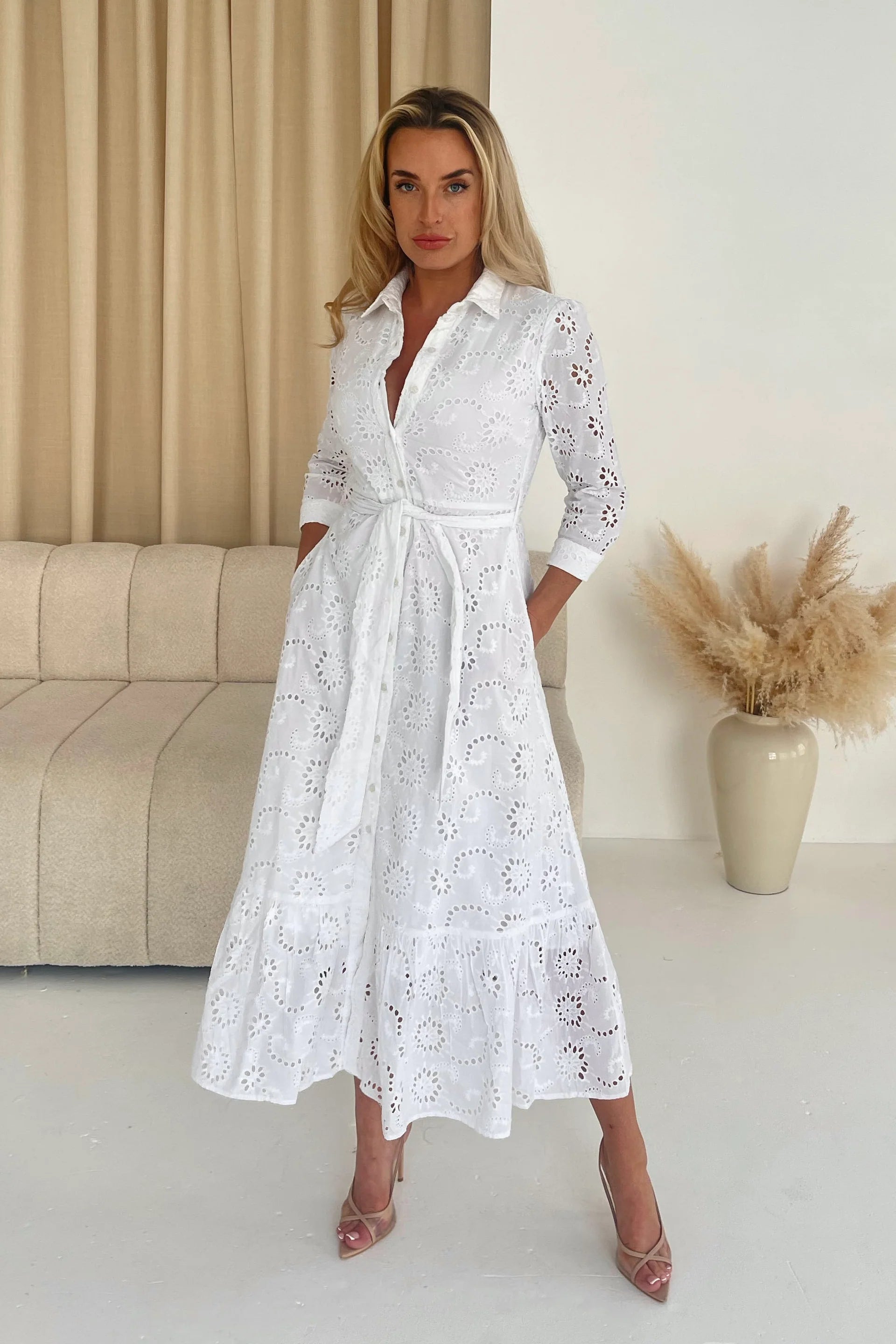 Girl In Mind Michelle Broderie Anglaise Maxi White Dress Anniversary maxi dresses