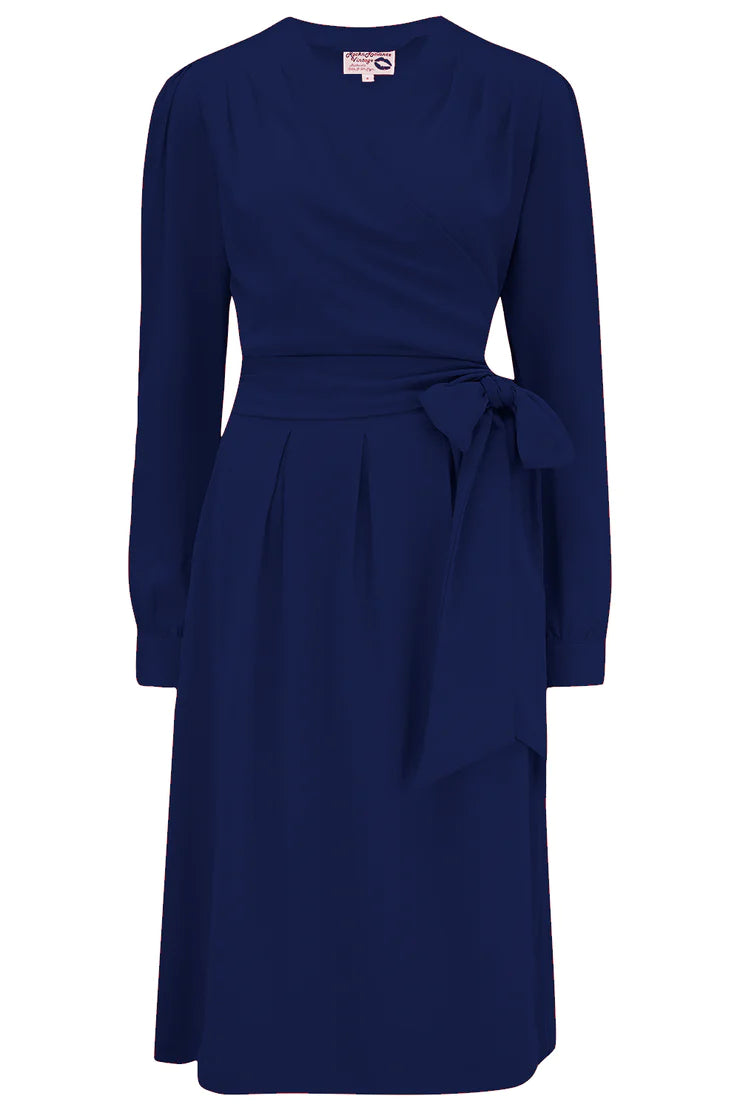 The Evie Long Sleeve Wrap Dress in Navy by RocknRomance Edgy maxi dresses