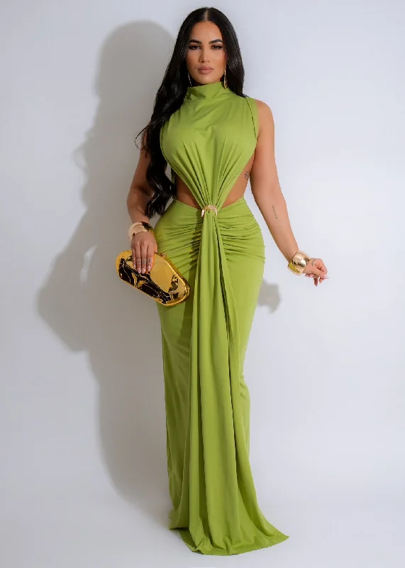 Vibrant Elegance Ruched Maxi Dress Green PrettyLittleThing maxi dresses