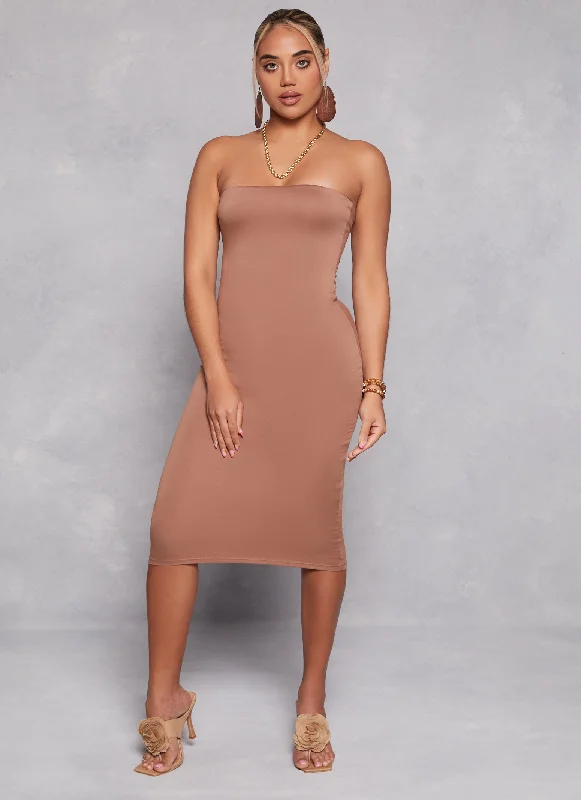 Solid Midi Tube Dress Chic midi dresses