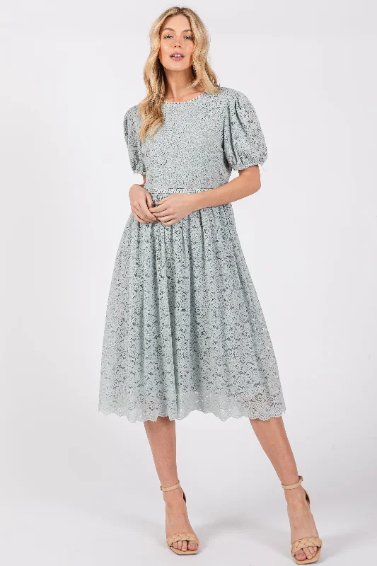 Light Olive Lace Midi Dress Vintage midi dresses